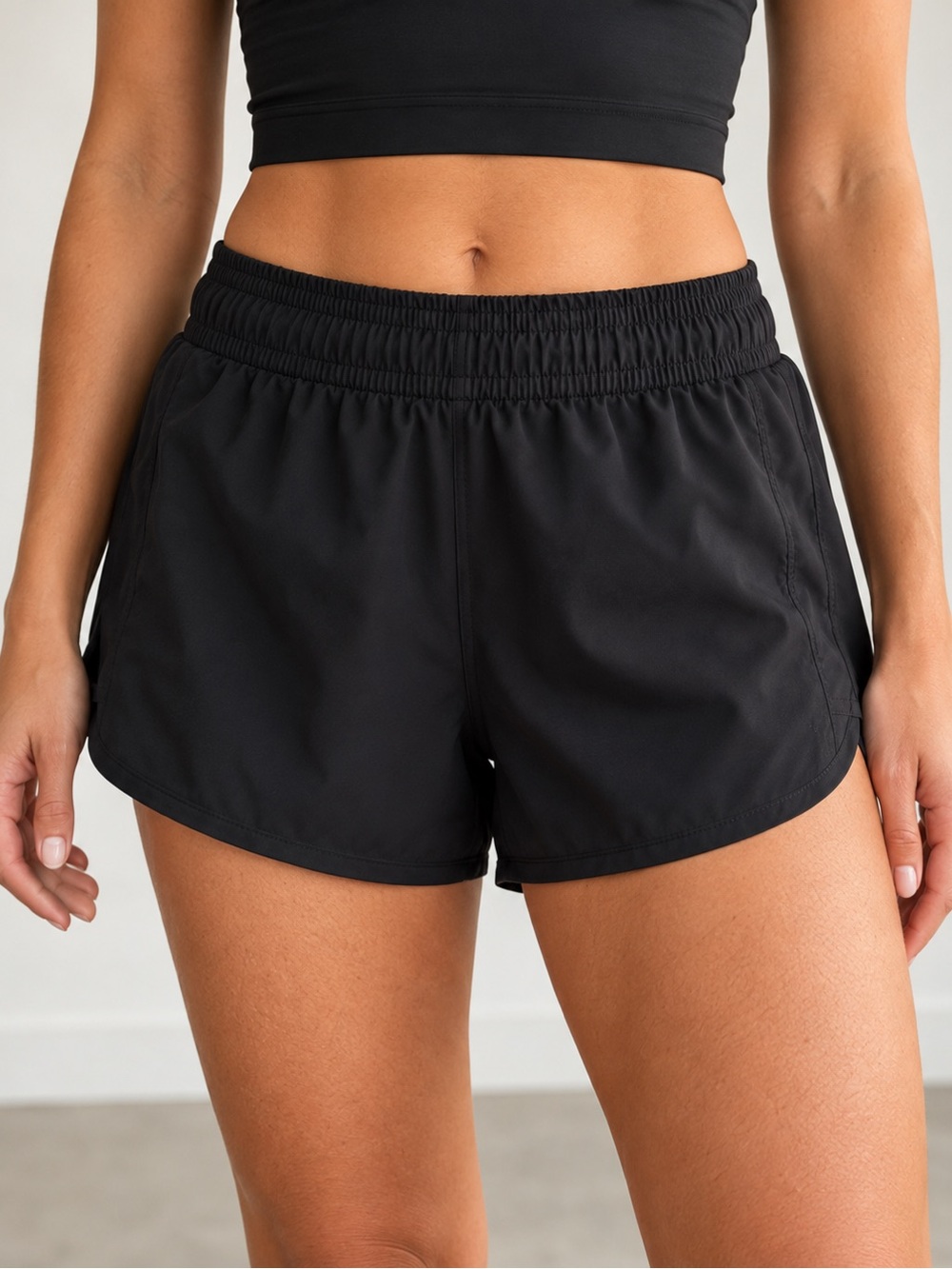 Athletic Works DRI-MORE Black Running Shorts Built-In Liner Medium